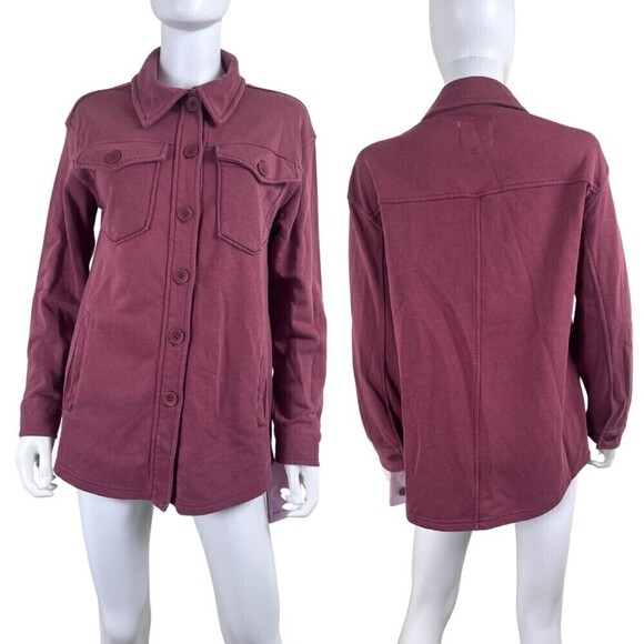 Avec Les Filles Size S Pink Cotton French Terry Shacket Shirt NEW Jacket Casual